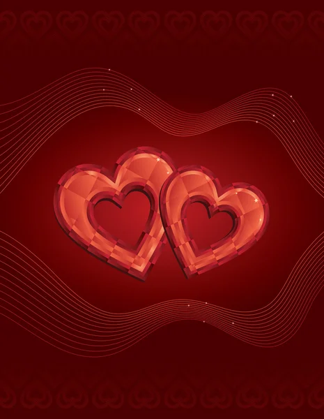 Dvě srdce červený diamant — Stockový vektor