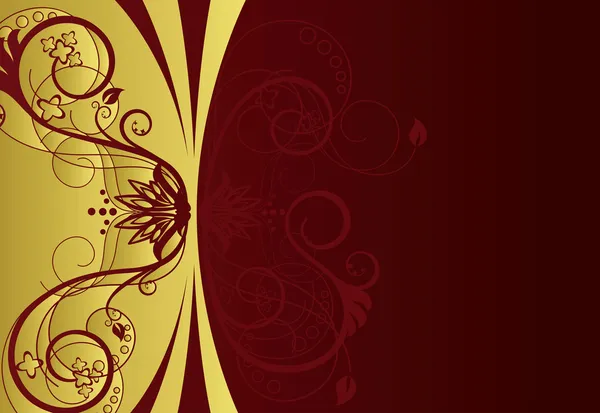 Diseño de la cubierta floral de oro y rojo — Archivo Imágenes Vectoriales