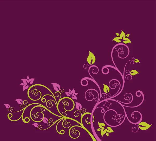 Diseño vectorial floral verde y púrpura — Archivo Imágenes Vectoriales
