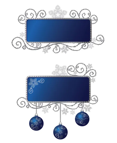 Cadres de Noël isolés bleu & argent — Image vectorielle