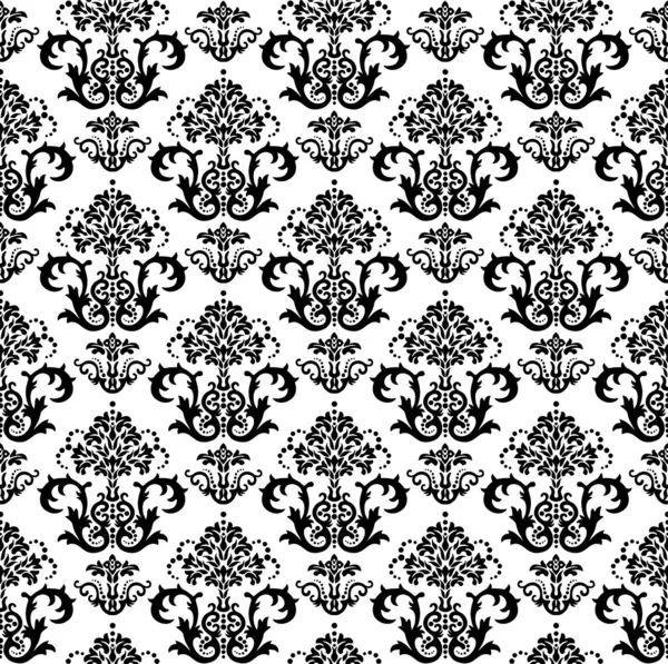 Nahtlose schwarz-weiße florale Tapete — Stockvektor