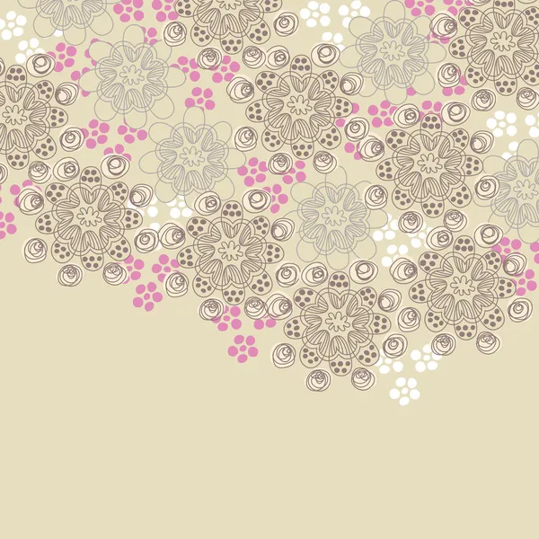 茶色とピンクの花柄のデザイン — ストックベクタ