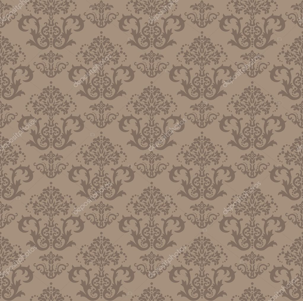 Seamless brown floral wallpaper Stock Vector Image by ©lina_s #4345598