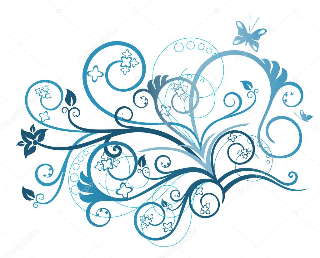 Turquoise floral design element