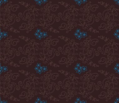 Brown and turquoise floral wallpaper clipart