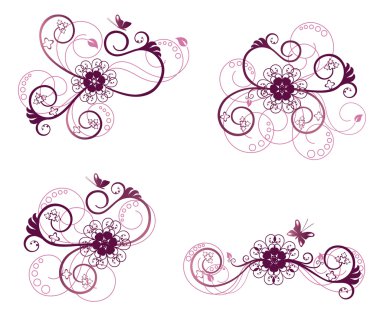 Collection of floral design elements clipart