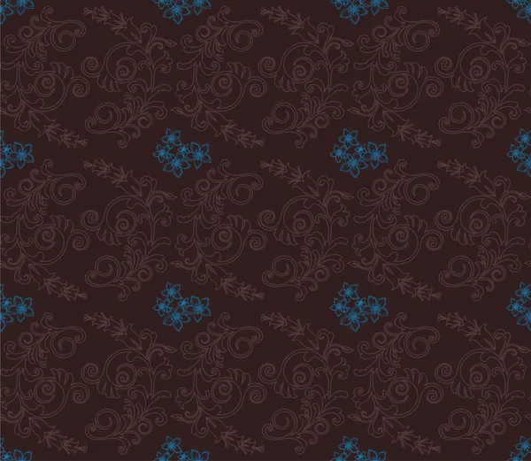 Brown and turquoise floral wallpaper — 图库矢量图片
