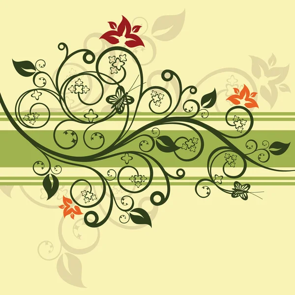 Groene floral vectorillustratie — Stockvector
