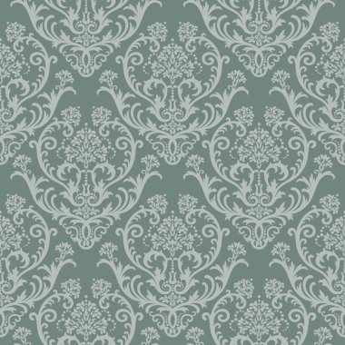 Seamless green floral damask wallpaper clipart