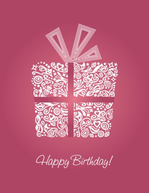 Pink feminine happy birthday card. This image is a vector illustration. clipart