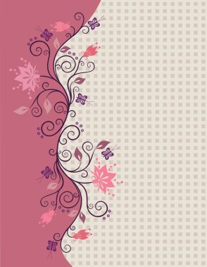 Pink vector flowers border clipart