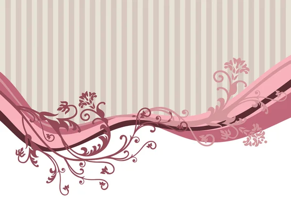 Fiori vettoriali rosa su sfondo a strisce — Vettoriale Stock