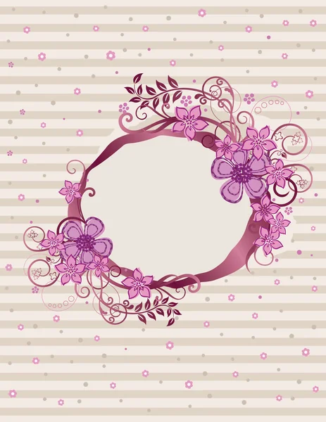 Design de moldura oval rosa floral — Vetor de Stock
