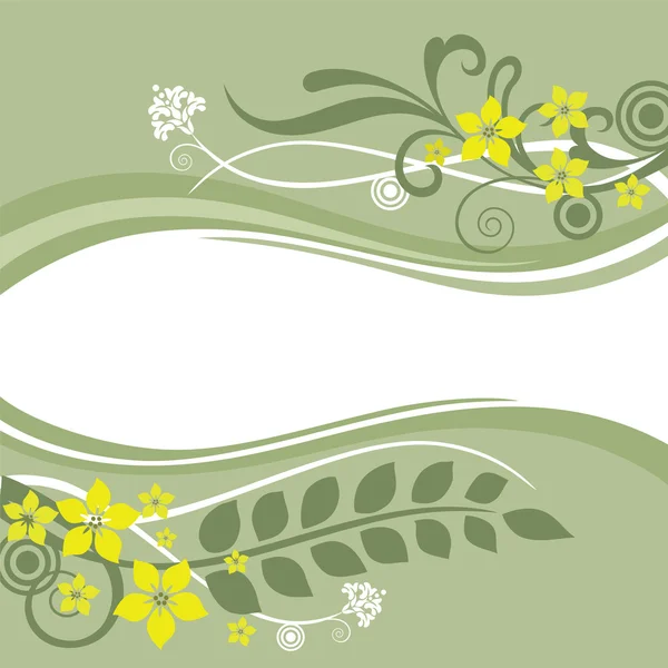 緑と黄色の花のボーダー — ストックベクタ