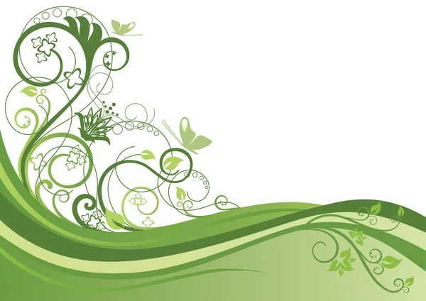 Bordure florale verte — Image vectorielle