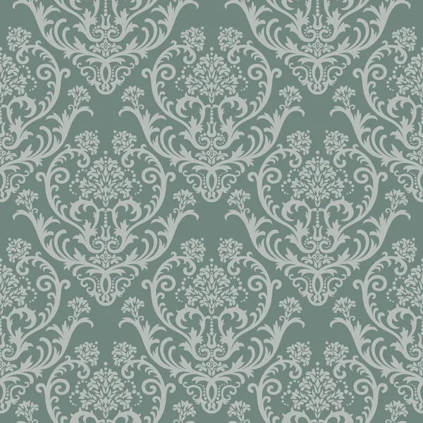 Seamless green floral damask wallpaper — Stock Vector