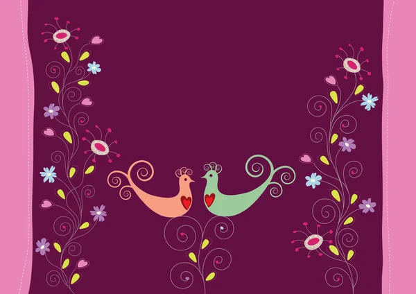 Aşk Kuşlar Çiçekler Görüntüyü Bir Vektör Çizim Olduğunu — Stok Vektör