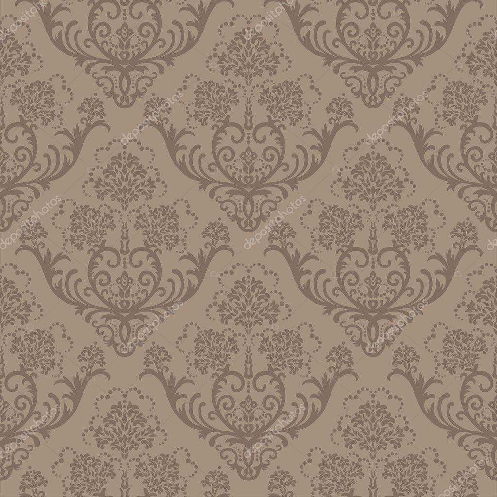 Seamless brown floral wallpaper — Stock Vector © lina_s #4551428