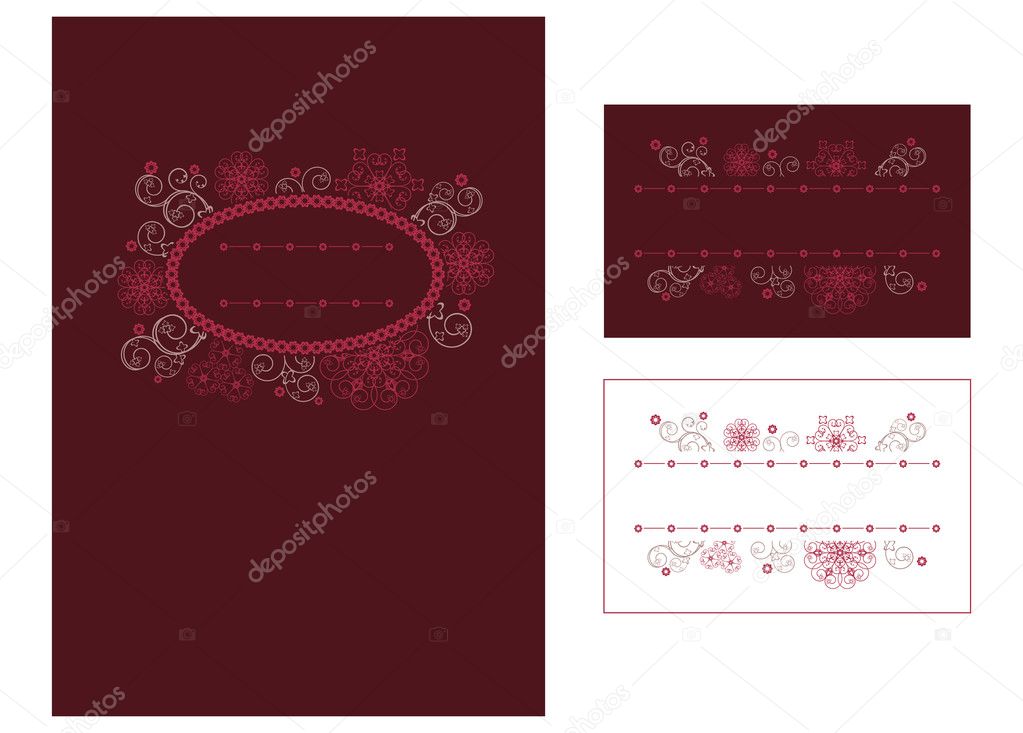 Menu and place card design for a special event. This image is a vector illustration.