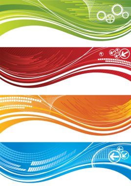 Set of colourful technical banners clipart