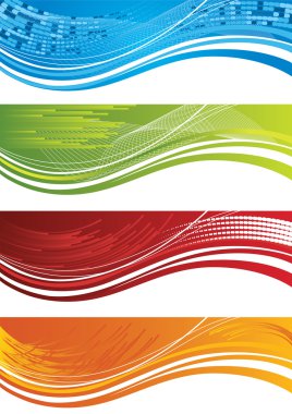 Set of four colourful halftone banners. This image is a vector illustration. clipart