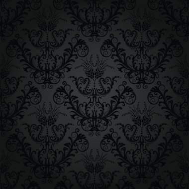 Seamless luxury charcoal floral wallpaper. This image is a vector illustration. clipart