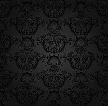 Charcoal floral seamless wallpaper clipart