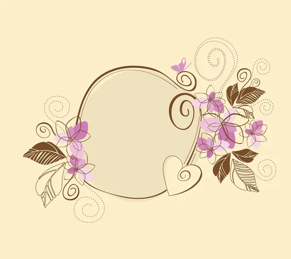 Mignon cadre floral rose et marron — Image vectorielle