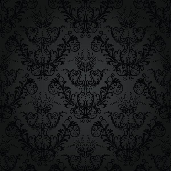 Seamless luxury charcoal floral wallpaper. This image is a vector illustration.