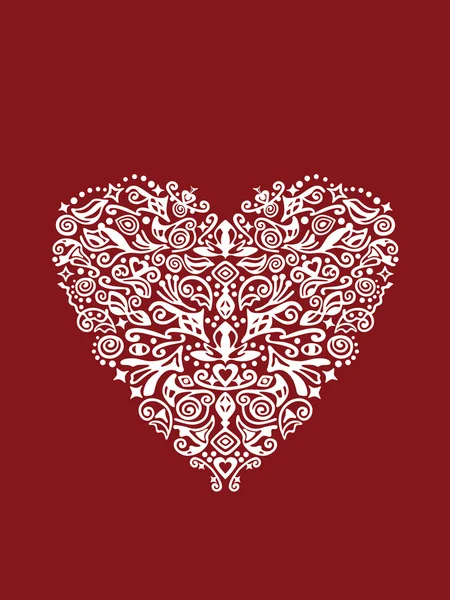 Dekorativ vit hjärta — Stock vektor