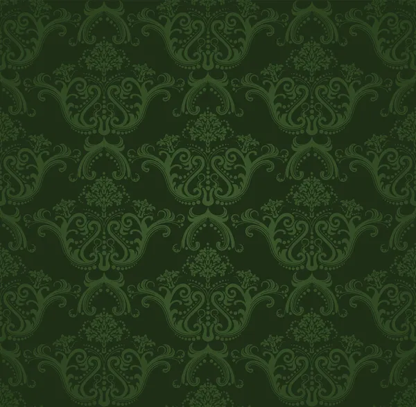 Seamless Dark Green Floral Wallpaper Image Vector Illustration — Stock Vector