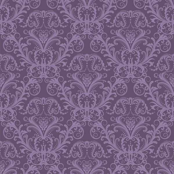 Seamless purple floral wallpaper. This image is a vector illustration.
