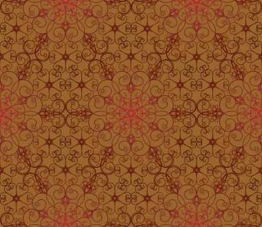 Seamless red and brown floral wallpaper pattern clipart