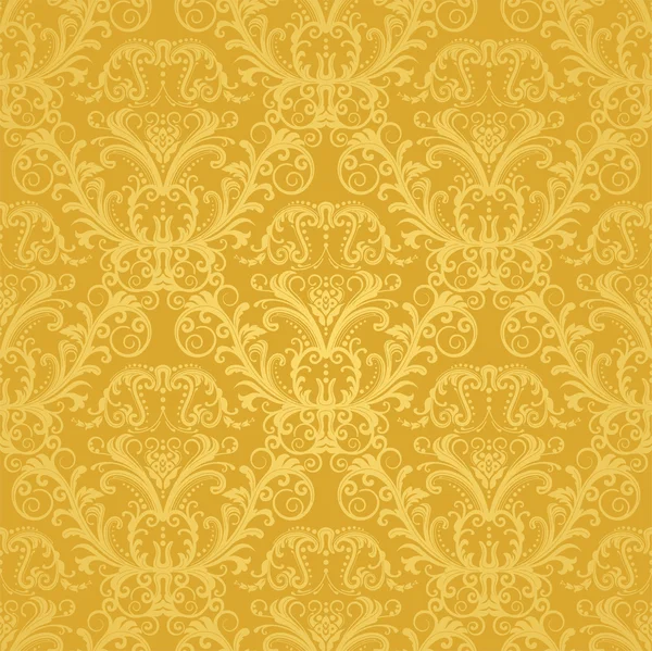 Luxo sem costura papel de parede floral dourado — Vetor de Stock