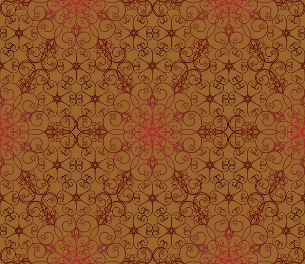 シームレスな赤と茶色の花の壁紙パターン — ストックベクタ