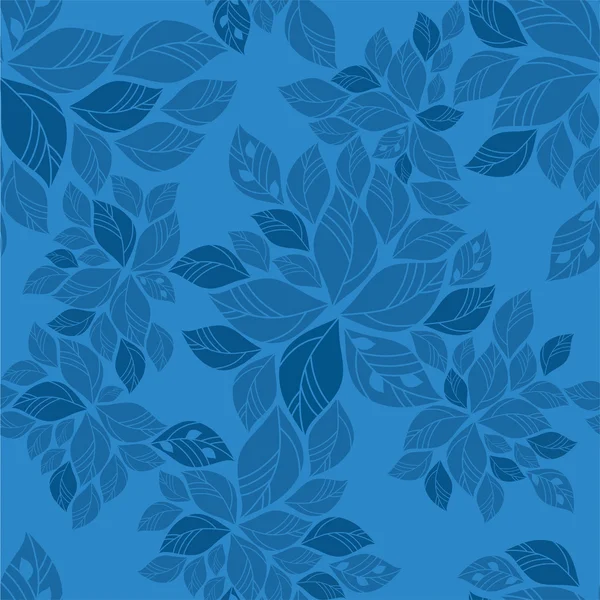 Sömlös blå löv mönster — Stock vektor