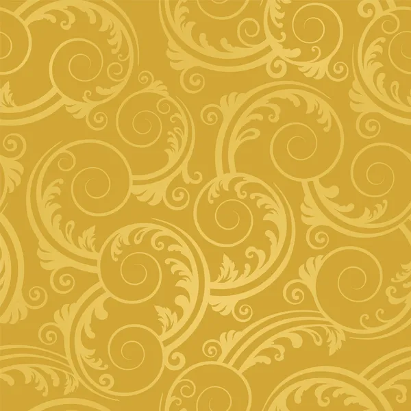 Seamless golden swirls and leaves wallpaper — Stock Vector
