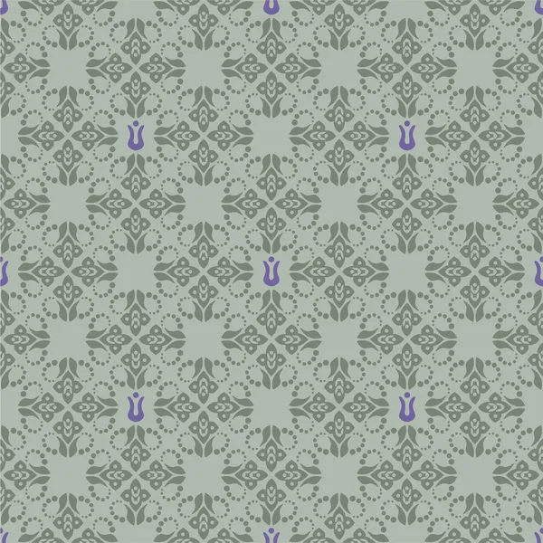 シームレスな緑と紫の花壁紙 このイメージは ベクトル イラストです — ストックベクタ