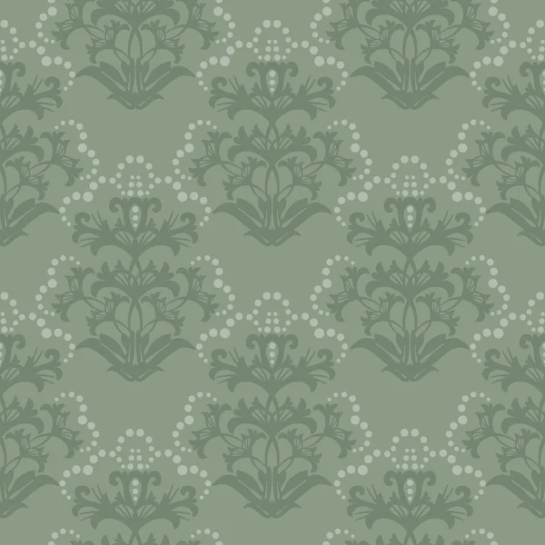 Papel de parede floral verde sem costura — Vetor de Stock