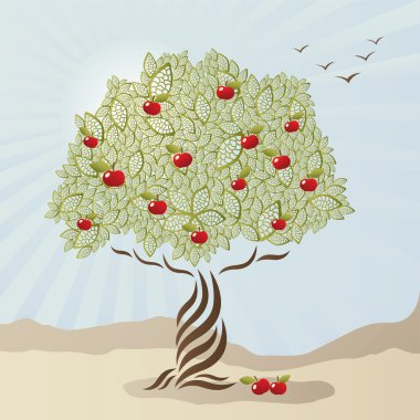 Single stylized apple tree clipart