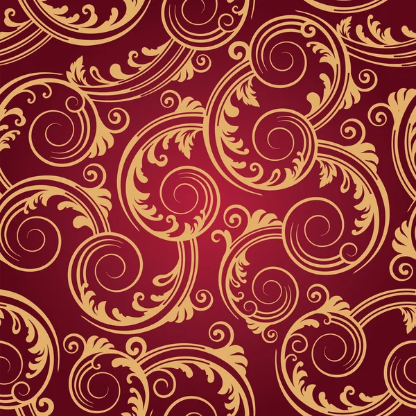 Sorunsuz Red Altın Swirls Duvar Kağıdı Görüntüyü Bir Vektör Çizim — Stok Vektör
