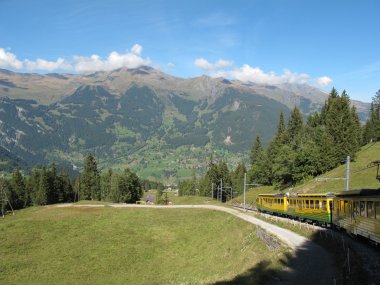 Cog-wheel train with landscape to Jungfraujoch clipart