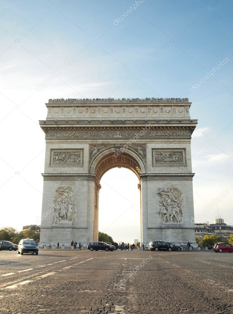 Triumphal arch with street , Napoleon Bonaparte at Paris France