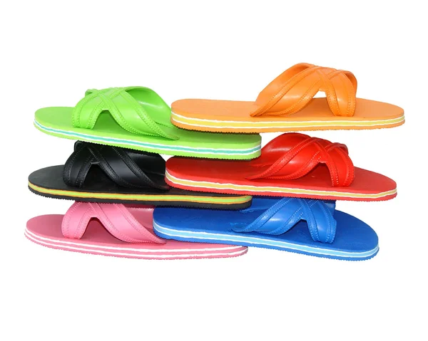 Zijaanzicht van flip flops mix kleuren — Stockfoto
