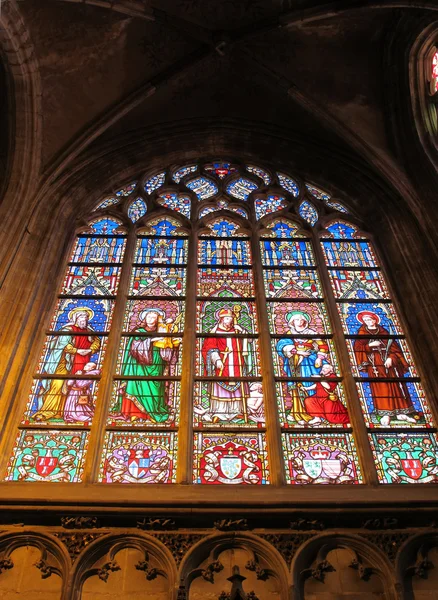 Stained window at a church in Brussels — Stock Photo, Image