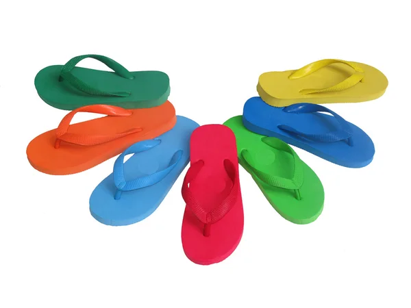 Flip flop gumy mieszany kolor na białym tle — Zdjęcie stockowe