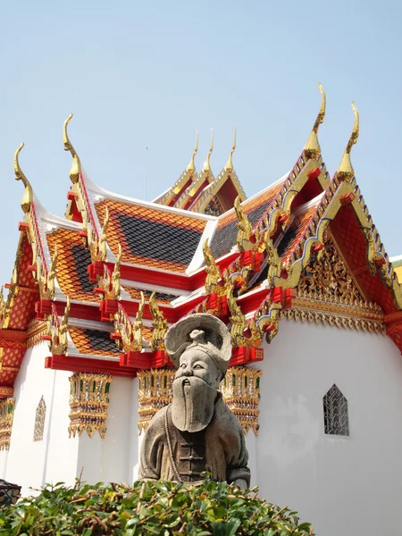Álmodozó Wat Pho Bangkok Thaiföld Függőleges Kőszobor — Stock Fotó