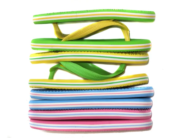 stock image Side view of flip flops mix color collection