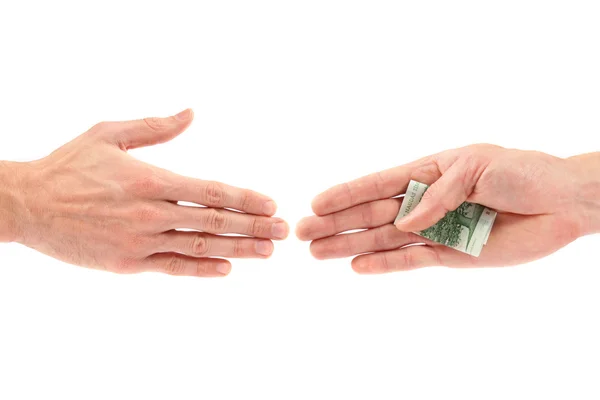 Corruption concept: hand giving bribe to other — Stock Photo, Image