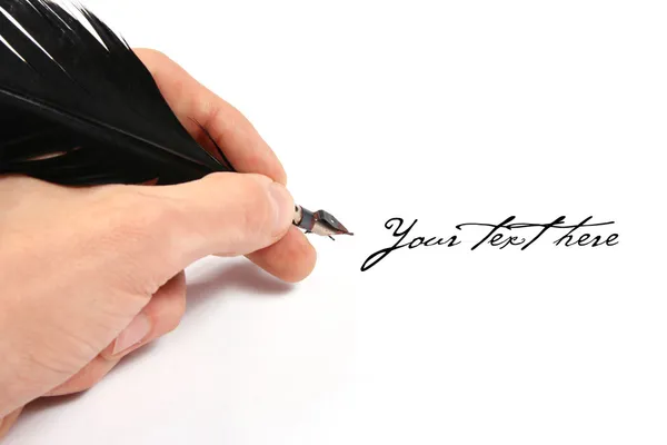 Writing with feather — Stock Photo, Image